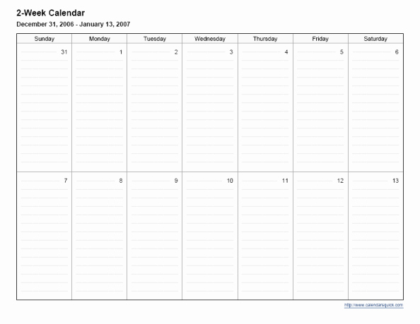 2 Week Schedule Template Unique Printable 2 Week Calendar Calendarsquick