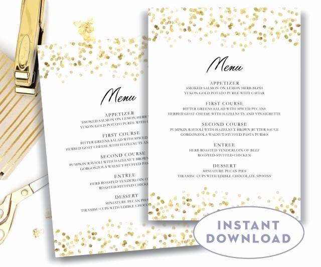 5x7 Invitation Template Word Elegant Gold Wedding Menu Template 5x7 Editable Text Microsoft