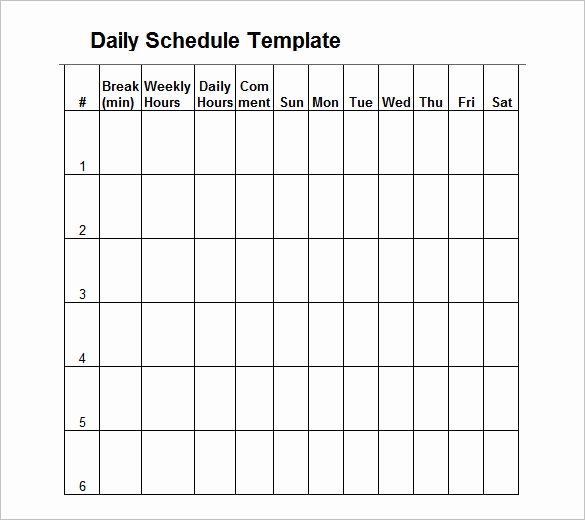 7 Day Work Schedule Template Lovely Day Schedule Template – 7 Free Word Excel Pdf format