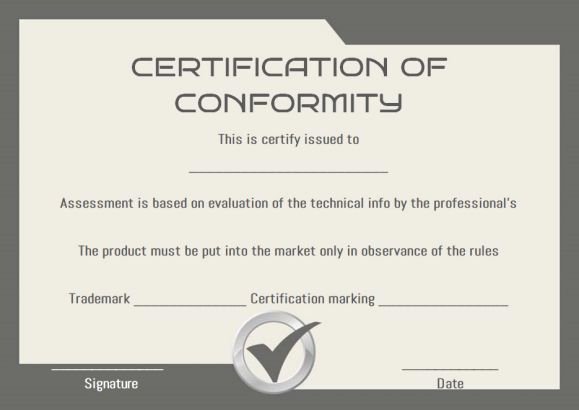 Certificate Of Conformity Template Elegant Certificate Of Conformity Sample Templates