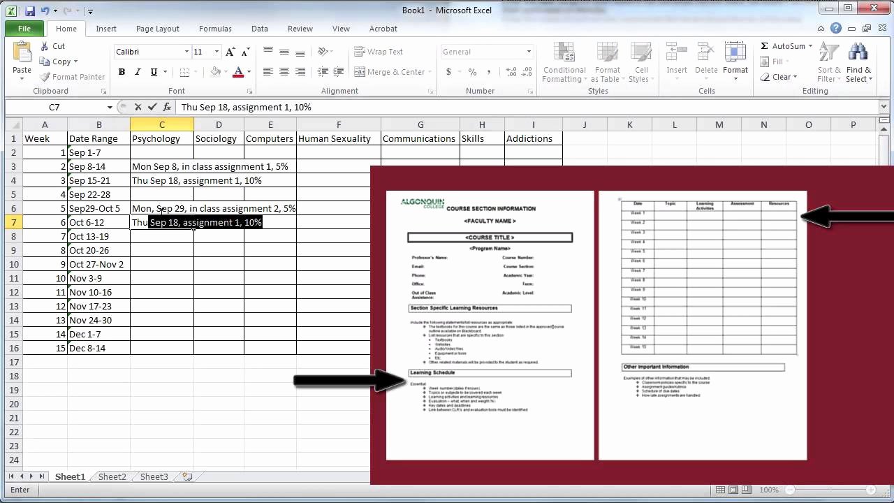 College Course Planning Template Best Of Create A Semester Plan In Excel