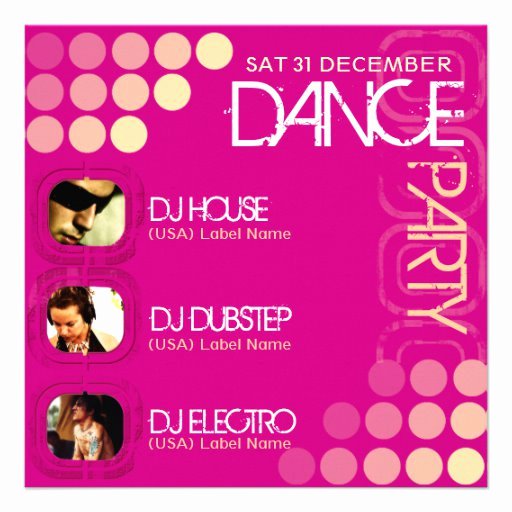 Dance Party Invitation Template Lovely Pink Club Dj Dance Party Template Invitation 5 25