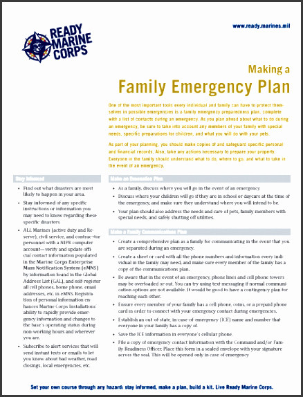 family emergency plan layout
