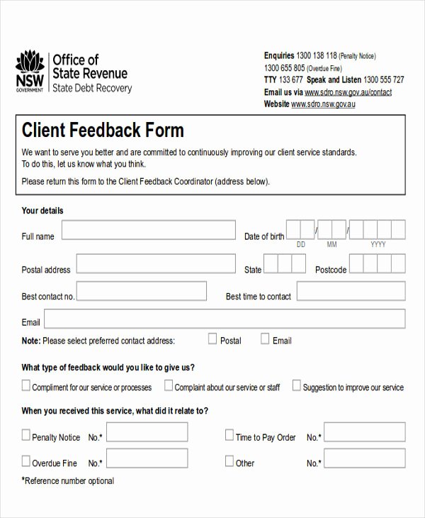 Feedback form Template Word Awesome Sample Client Feedback form In Word 8 Examples In Word