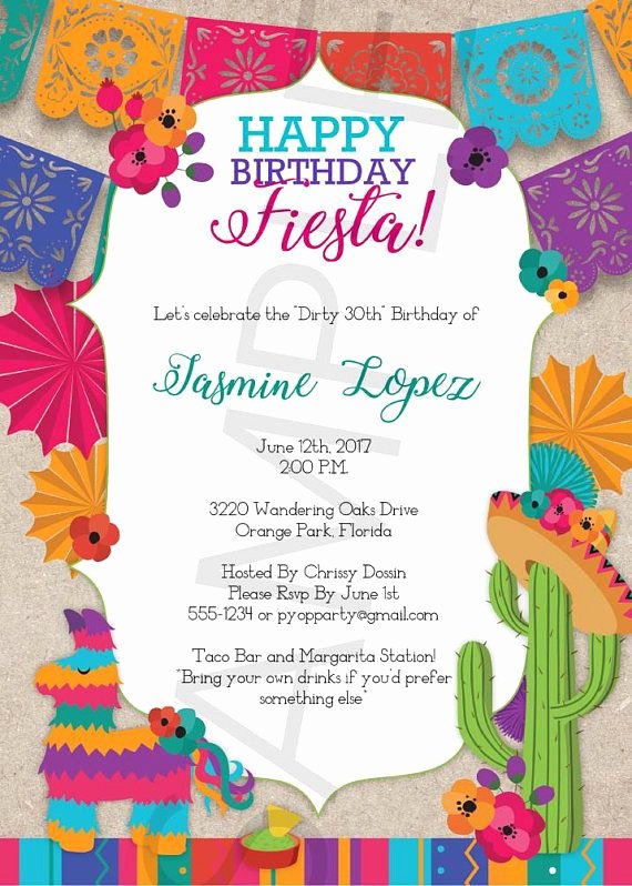 Fiesta Party Invitation Template Best Of Birthday Fiesta Mexican Style Party Invitation Template