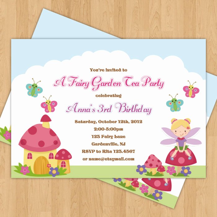 Garden Party Invite Template Lovely Fairy Garden Birthday Party Invitation by