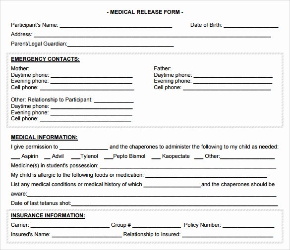 Medical Consent form Template Free Unique Sample Medical Release form 10 Free Documents In Pdf Word