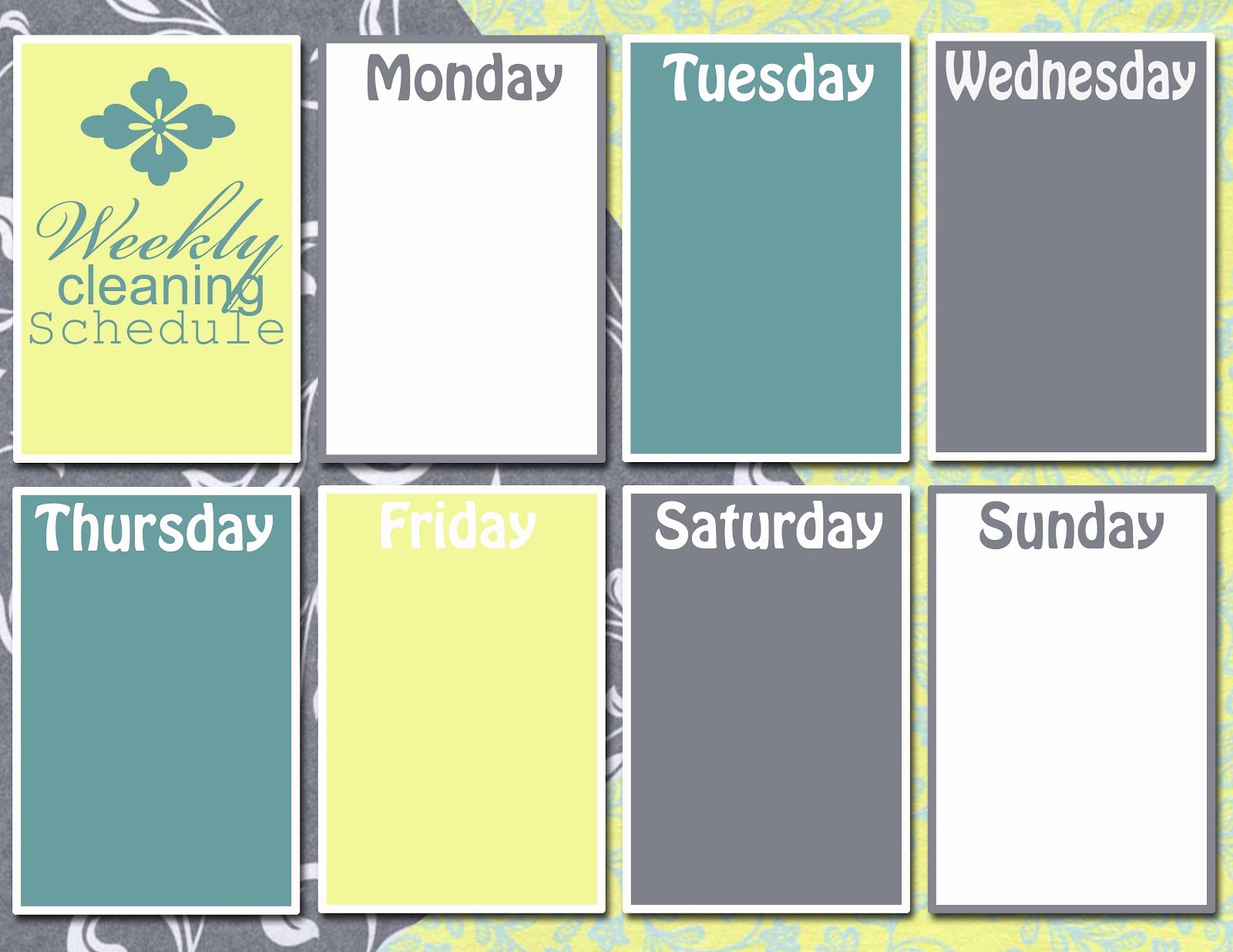 Monday Through Sunday Schedule Template Beautiful Graphic Monday Weekly Cleaning Schedule