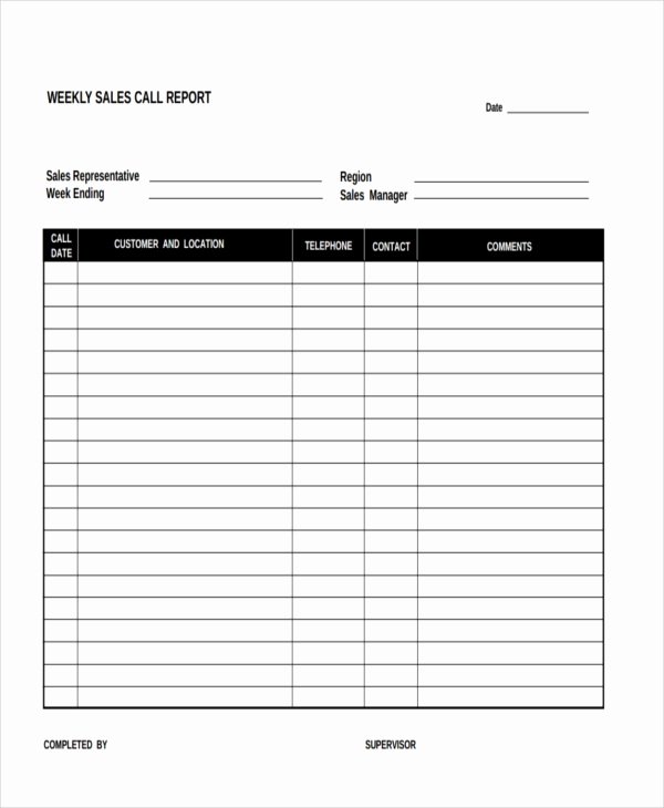 Sales Call Planner Template Fresh Free 15 Sales Report form Templates