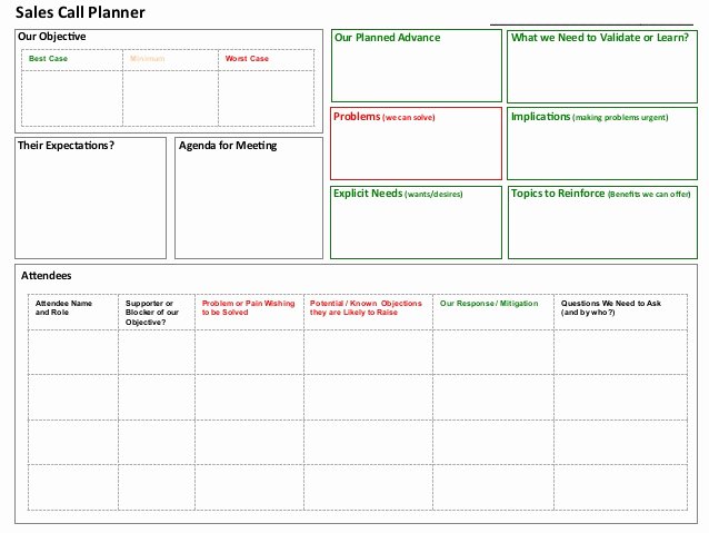 Sales Call Planner Template New Sales Call Planner tool