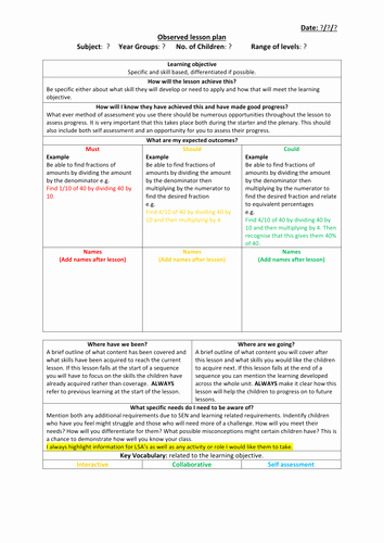 Secondary Lesson Plan Template Fresh Observed Lesson Plan Template by Jakemp28