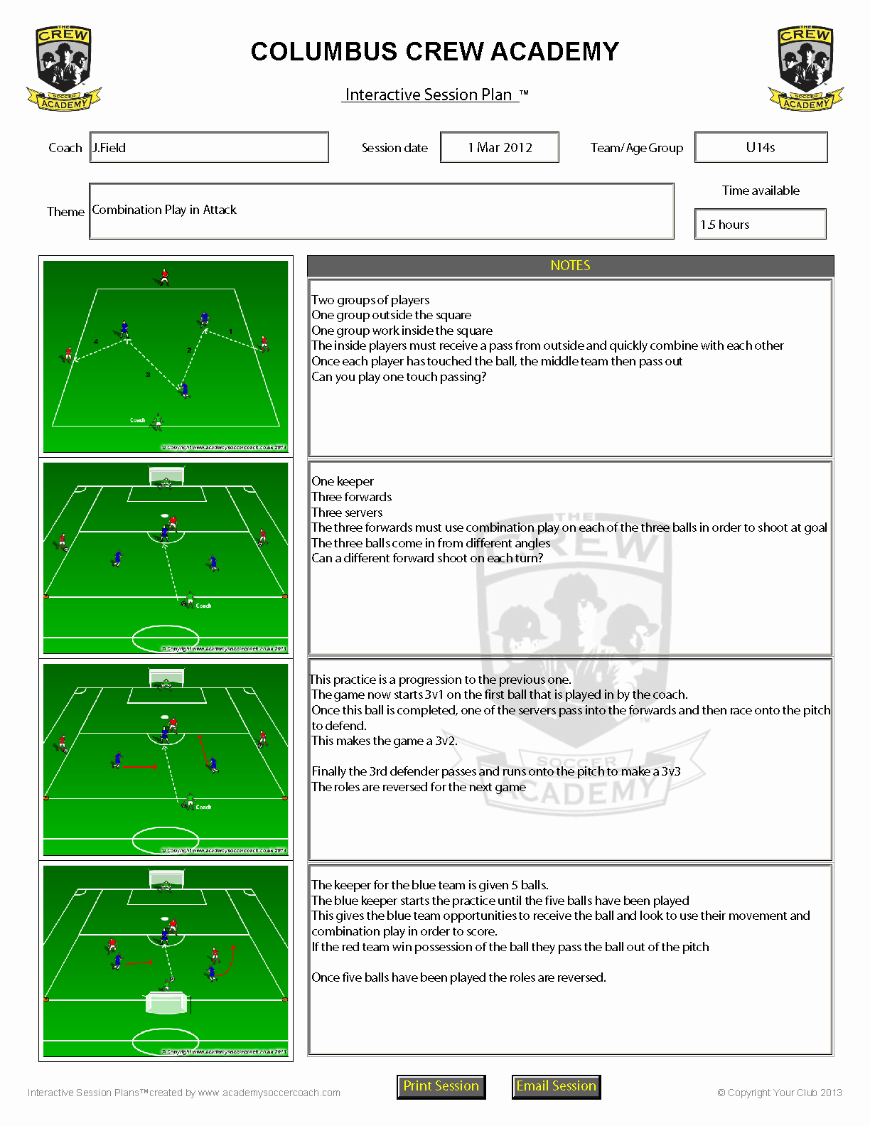 Soccer Session Plan Template Lovely Customisation Services Academy soccer Coach