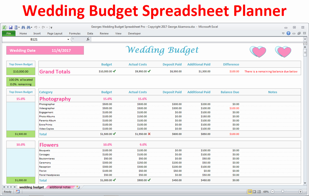 Wedding Planning Budget Template Fresh Wedding Bud Spreadsheet Wedding Bud In Excel