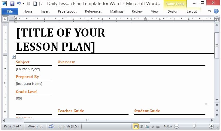 Word Lesson Plan Template Lovely Microsoft Word Template for Making Daily Lesson Plans