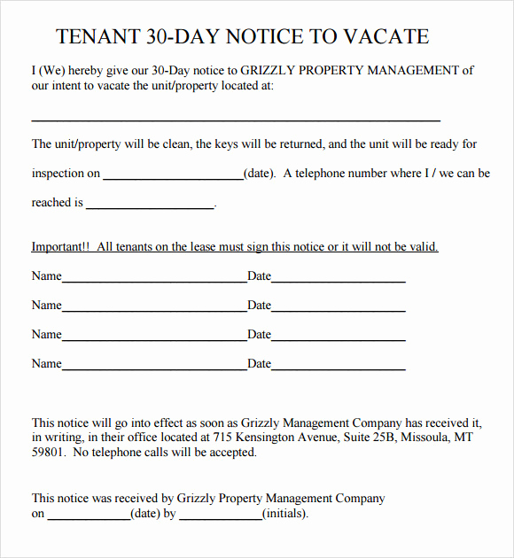 30 Notice to Vacate Template Awesome Free 11 30 Day Notice Templates In Pdf