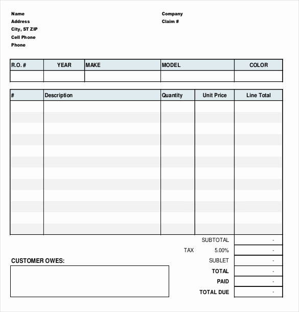 Auto Repair Invoice Template Free Awesome 13 Repair order Templates Google Docs Word