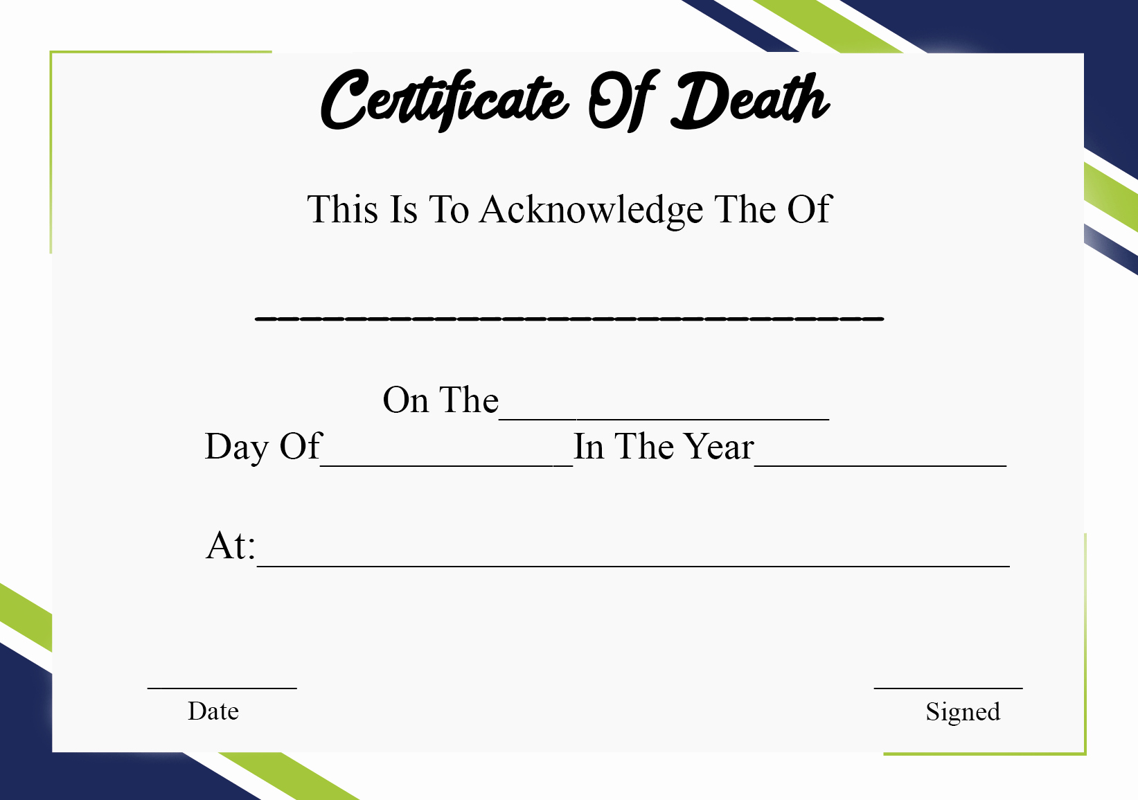 Blank Death Certificate Template Awesome 5 Printable Certificate Death Templates with Samples