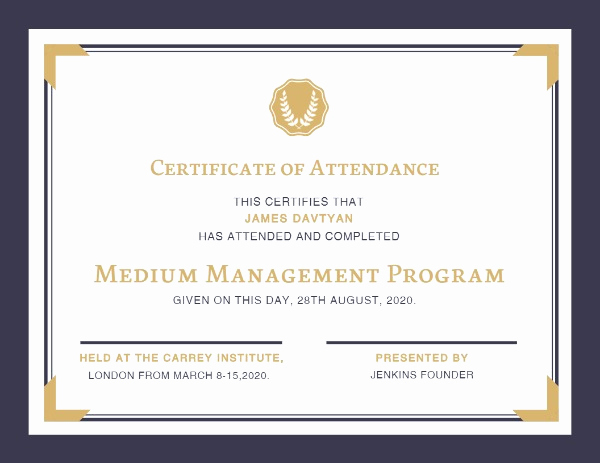 Certificate Of attendance Template Free Lovely Line Certificate attendance Certificate Template