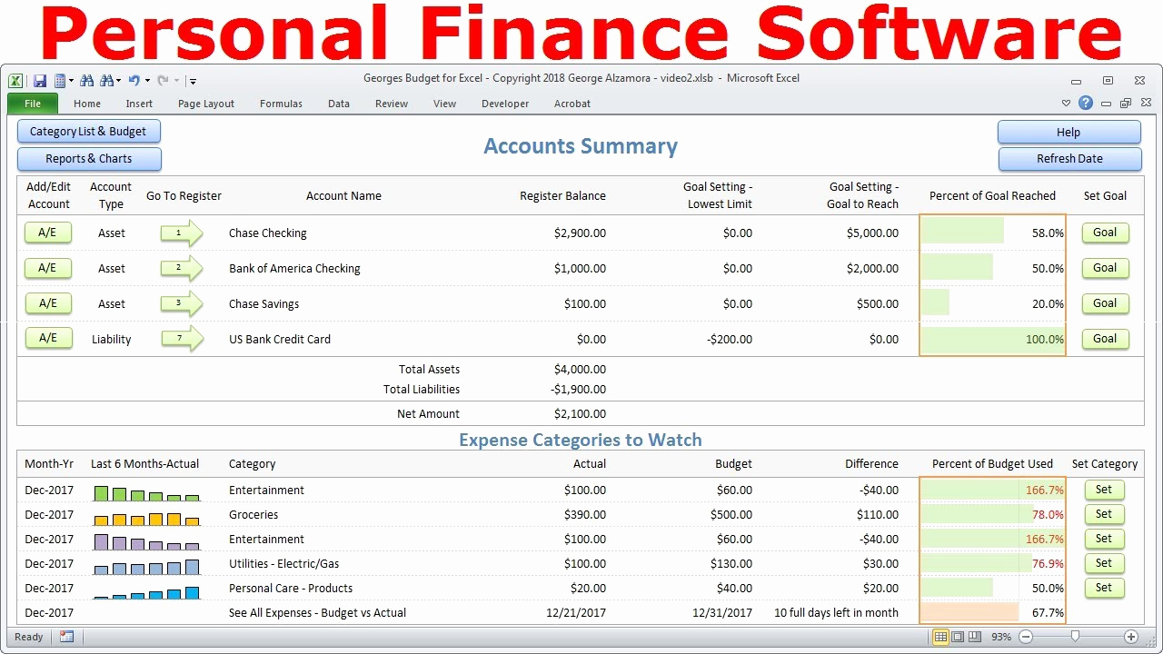 Excel Personal Budget Template Elegant top Bud software Personal Finance software Simple