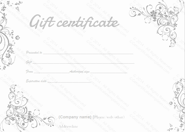 Fancy Gift Certificate Template Lovely Gray Swirls Gift Certificate Template