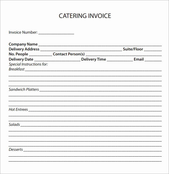 Free Catering Invoice Template Inspirational Free 17 Catering Invoice Samples In Google Docs