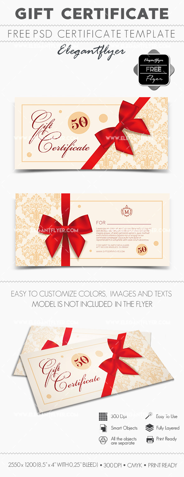Gift Certificate Template Psd Lovely Free Gift Certificate Psd Template – by Elegantflyer