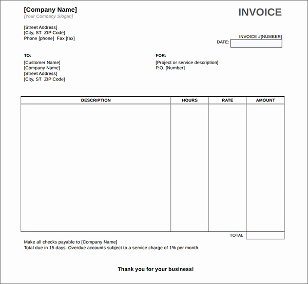 Invoice Template Open Office Lovely Service Invoice Template Word Download Free