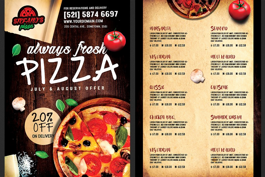 Pizza Menu Template Free New Pizza Flyer Menu Template Flyer Templates