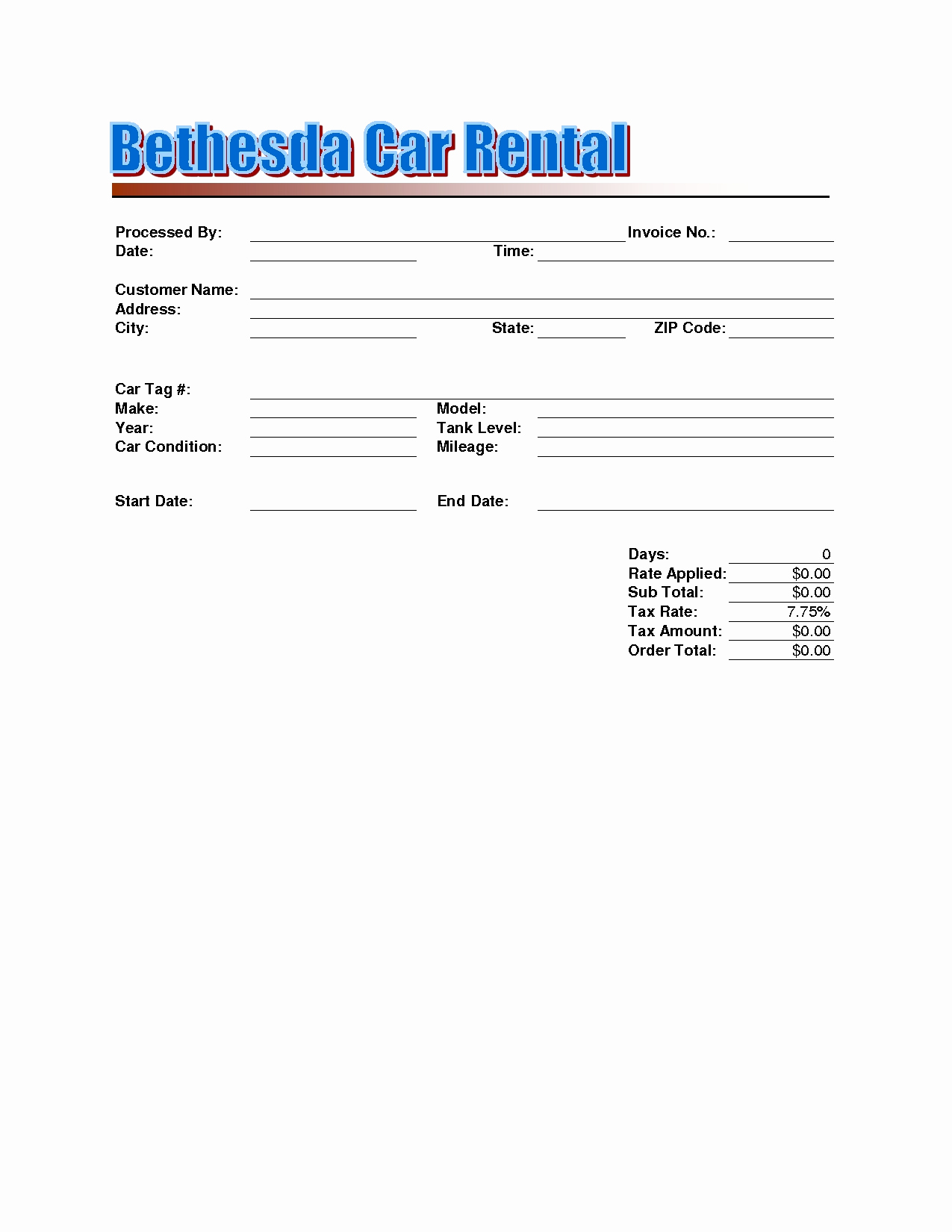 Rent Invoice Template Free Inspirational Rent A Car Invoice