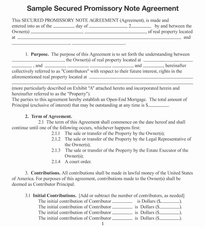 Secured Promissory Note Template Word Lovely 25 Free Secured Promissory Note Templates Word